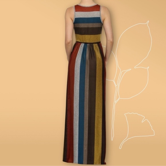 Egs California NWOT Sleeveless Striped Knit Empire Waist Maxi Dress w/Pockets - Picture 2 of 10